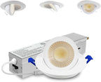 Adetu 2 Inch 5CCT Gimbal Led Recessed Lighting with Junction Box, 360°+90° Adjustable Recessed Can Lights, 2700K/3000K/3500K/4000K/5000K Selectable, 5W Eqv 50W, 550LM Brightness - ETL (White, 1 Pack)