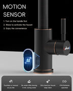 APPASO Bronze Touchless Kitchen Sink Faucet with Pull-Down Sprayer and Soap Dispenser, Oil Rubbed Bronze Kitchen Faucet Touchless, Single Handle High Arc Stainless Faucets with Sensor