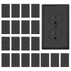 AIDA 20 Amps Outlets Duplex Electrical Receptacle Outlets,Tamper Resistant,Heavy-Duty Receptacle Wall Outlet,Residential,TR,3-Wire, Self-Grounding Clip, NEMA 5-20R,UL Listed (20 Pack, Black)