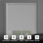 ALLBRIGHT 100% Blackout Roller Blinds Woven Shades with Striped Jacquard, Cordless Window Shades, UV Protection Fabric, Easy-Install for Indoor Home & Office, Dark Blue, 27" W x 72" H