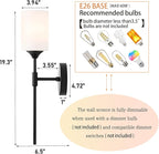 Mid Century Modern Wall Lamp 2 Pack with White Cylinder Glass Shades Matte Black Wall Sconce Bathroom Vanity Lighting Industrial Farmhouse Wall Light Fixtures for Mirror Bedroom Living Room