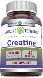 Amazing Formulas Creatine Monohydrate Supplement | 3000 Mg per Serving | 180 Capsules | Non-GMO | Gluten-Free | Made in USA
