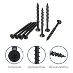 Wood Screws 2-1/2 Inch, Deck Screws #10 x 2-1/2", 100 PCS, Rust Resistant, Epoxy Coated, Outdoor Decking Screws, Torx/Star Drive Head, T25 Star Bit Included, Black
