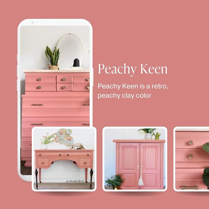 Country Chic All-in-One Chalk Paint for Furniture, Cabinets, Home Decor, Eco-Friendly, Matte Finish, Built-In Primer & Top Coat for Wood, Metal - Peachy Keen (Coral Pink) - 4 oz (118 ml)