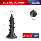 #8 x 5/8" Deck Screws (2588Pcs) 8lb. Carbon Steel, Black, Flat Head, Rust Resistant epoxy Coated, with T25 Star Bit