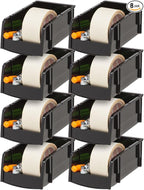 IRIS USA Small Stackable Storage Bins, 8-Pack, 7.5 x 4.5 x 3 inch, |Made in USA|, Plastic Open Front Shelf Bin for Organizing Parts, Hardware, Tools, Supplies, Garage Shelf, Pantry - Black