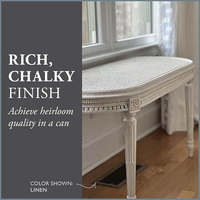 AMY HOWARD AT HOME Chalk-Based One Step Paint for Furniture, Cabinetry, Decor, Finish, and More | No Stripping, Sanding, or Priming | Ultra-Light Base | 32 Ounce | Linen