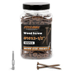 Wood Screws 2-1/2 Inch, FIXLINK Deck Screws #10 x 2-1/2", 105 PCS, Epoxy Coated, T25 Star Bit Above 1500 Hour Salt Spray Coating Outdoor Decking Screws Excellent Rust Resistant for Wood Fence, Brown