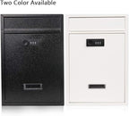 KYODOLED Locking Wall Mount Mailbox, Mail Boxes with Combination Lock for Outside, Security Drop Box with Code,12.4H x 8.54L x 3.35W Inches, Black