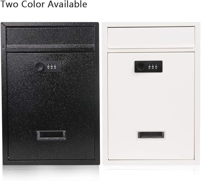 KYODOLED Locking Wall Mount Mailbox, Mail Boxes with Combination Lock for Outside, Security Drop Box with Code,12.4H x 8.54L x 3.35W Inches, White