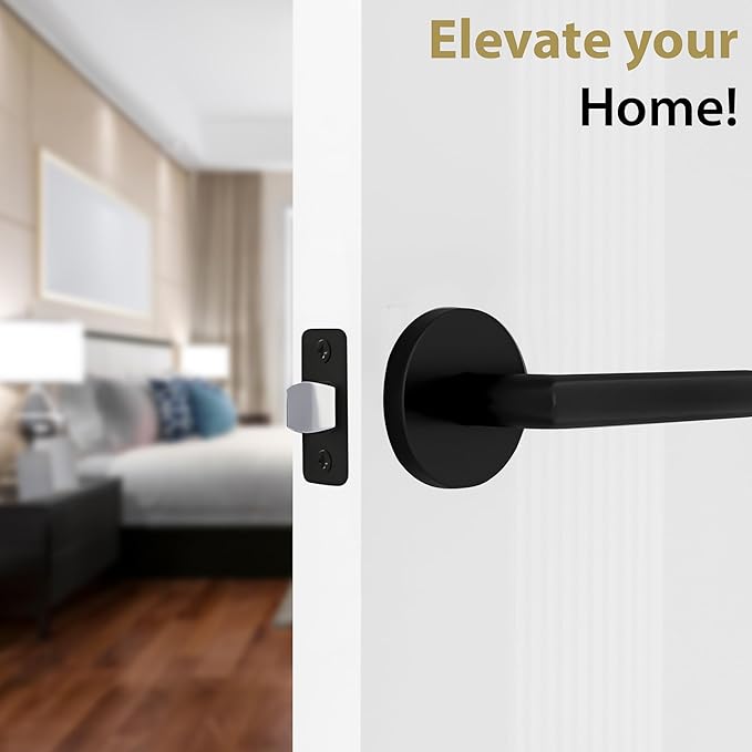 Mega Handles Ronn Passage Lever Door Handle Set for Hallway, Closet and Bathroom, Heavy Duty Door Levers, Fits All Standard Door Sizes, Screws Included - Onyx (1 Pack)