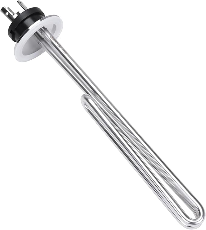 DERNORD 120V 1650W Tri-clamp Foldback Heating Element Stainless Steel Immersion Water Heater with 3-Wire Electrical Locking Plug (2 Inch Tri clamp)
