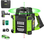 Huepar Electronic Green Rotary Laser Level + Plumb Points, Self-Leveling Horizontal/Vertical Rotary Laser Kit 800M W/Goggles, Receiver, Target Plate, Remote Control, Li-ion Battery & 5V2A Adapter
