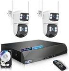 【2-Way Audio & Auto Tracking】 4MP PTZ Security Cameras Wireless Outdoor, WiFi Home Security Camera System, Video Surveillance DVR Kits
