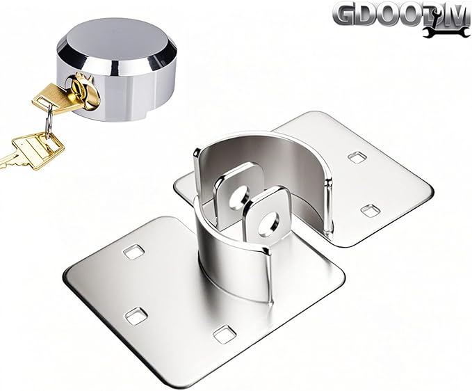 2 Pack Heavy Duty Hidden Shackle Padlock with Hasp, 2.87”/73mm Solid Steel Puck Lock Keyed Alike with Locking Hasp, 80mm Screws, Fits for Trailers, Trucks, Vehicles, Garage, Shipping Container