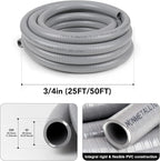 3/4inch 100ft Liquid-Tight Conduit and Connector Kit,Flexible Non Metallic Liquid Tight Electrical Conduit Kit with 5* Straight and 3 * 90-Degree Connector Fittings,3/4 in. Dia