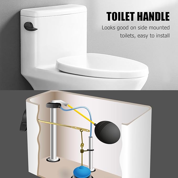 Compatible with TOTO Toilet Handle Replacement Parts Kit, Universal THU068#CP Trip Lvr for St743S Side Mount Toilet Flush Tank Lever Handle for TOTO Kohler Toilet Tank, 1-Pack Matte Black