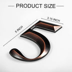 Jetec 10 Pcs House Numbers 3D Door Mailbox Numbers 0-9 Self Adhesive House Door Street Address Stickers for, Apartment, Office, Hotel Room, Mailbox Signs(5 x 3.15 Inches,Coppery)