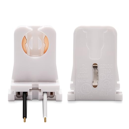 12-Pack JACKYLED Non-Shunted Turn-Type T8 Lamp Holder UL Socket Tombstone with 10 inches Wires Attached for LED Fluorescent Tube Replacements