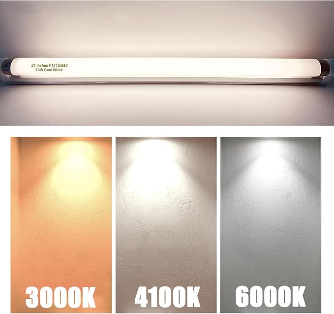 8 Pack 21 Inch T5 Fluorescent Light Bulb 13 Watt F13T5/CW Compatible for Sylvania Satco Philips GE Under Cabinet Tube Light Cool White 800 Lumen G5 Base 8 Count