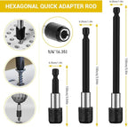 Flexible Drill Bit Extension and Universal Socket Wrench Tool Set, Hex Shank 105° Right Angle Drill Attachmen, 3pcs 1/4 3/8 1/2" Universal Socket Adapter Set and Screwdriver Bit Kit
