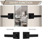 Probrico 5 Pack Entry Door Lever with Lock and Key,Entrance Door Handles for Office and Front Door,Matte Black Door Knobs Keyed Alike Same Key Lockset (Each with 3 Keys)