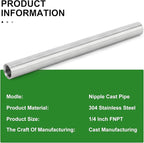 TAISHER 2PCS Stainless Steel Pipe Fittings, 1/4" NPT x 1/4" NPT Female Threaded, 12" Length Nipple Cast Pipe