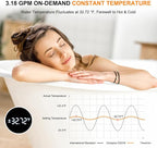 CAMPLUX Instant Hot Water Heater, 3.18 GPM Natural Gas, Whole House Gas Water Heater, Indoor, Black