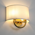 Industrial 2-Lights Wall Sconce Fixture with White Fabric Shade, Double Arm Wall Light Lamps Decor for Hallway Bedroom Living Room Bathroom Stairway