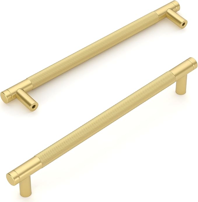 Amerdeco 10 Pack Brushed Gold Cabinet Pulls 7.5 Inch(192mm) Hole Center Drawer Pulls Cabinet Hardware Kitchen Cabinet Handles for Bathroom ZH0031