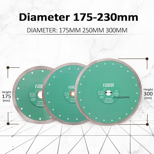 Diamond Porcelain Saw Blade - 10" Tile Blade 250MM Dry Wet Ceramic Cutting Discs with X Teeth Turbo Mesh Rim for Ceramic Tile Porcelain Granite Marble
