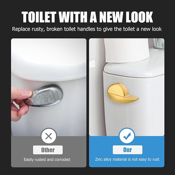 Compatible with TOTO Toilet Handle Replacement Parts Kit, Universal THU068#CP Trip Lvr for St743S Side Mount Toilet Flush Tank Lever Handle for TOTO Kohler Toilet Tank, 1-Pack Brushed Gold