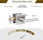 HOSOM 6 Pack Interior Door Levers Passage Door Handles Heavy Duty No Locking Door Handle Set for Hallway, Closet Doors, Satin Nickel Finished with Square Plate