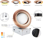 Oil Rubbed Bronze 4 Inch Led Recessed Lights 6 Pack,Ajustable Led Eyeball Gimbal Light,4 Inch Ceiling Light with Junction Box,5CCT Selectable,9W 750LM,Dimmable,ETL Listed