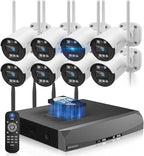 《𝟭𝟯𝟬°𝗪𝗶𝗱𝗲 𝗔𝗻𝗴𝗹𝗲 & 𝟮-𝗪𝗮𝘆 𝗔𝘂𝗱𝗶𝗼》Wireless Security Camera System Outdoor, WiFi Cameras Systems Video Surveillance DVR Kits