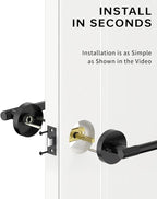 Asidrama 4 Pack Passage Door Handles with Lock, Black Door Handles Interior for Bedroom or Bathroom, Heavy Duty Door Lever with Reversible Interior Door Handle for Left Right Sided Doors