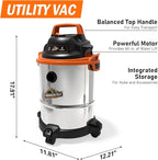 Armor All VO408S 0901 4 Gallon 3 Peak HP Stainless Steel Wet/Dry Vacuum, Orange
