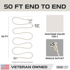 Iron Forge Cable Weatherproof 50 Ft Outdoor Extension Cord - 16/3 SJTW Heavy Duty Beige Extension Cord 3 Prong - 13 Amp Exterior Power Cable