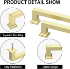 10 Pack 8.8"(224mm) Brushed Gold Cabinet Pulls Kitchen Cabinet Handles Drawer Pulls Cupboard Hardware for Cabinets