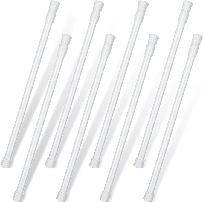 8 Pack Window Security Bar Extendable Tension Rods 23.6-43.3 Inch 1.2'' Diameter Adjustable Sliding Glass Door Lock Security Stick Window Safety Bars with Rubber Tips for Bathroom Cupboard
