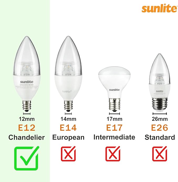 Sunlite 80702 LED C7 Holiday Decorative Light Bulb, 0.4 Watts, E12 Candelabra Base, Faceted Christmas-Lights; Nightlight, Red 6 Count