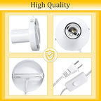 Tuanse 6 Pcs Polished Metal Desktop Lamp E26 E27 Screw Light Bulb Sockets Holder Base Lamp Replacement Base for Holding Bulb 6 Feet Cord on Off Switch Plug(White)
