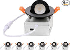 ZYC Gimbal LED Recessed Lighting - 3 Inch 5CCT 7W 360° Rotation Adjustable Eyeball Light,LED Swivel Spotlight,Directional Sloped Ceiling Light,Dimmable Canless Wafer Downlight Pack of 6 Black.