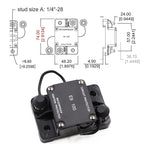 Hi-Amp 100 Amp Automotive Circuit Breaker Auto Reset No Switch Button for Boat, Car Audio, Solar System, Battery Protection 12V-32V DC IP67