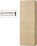 ROOMTEC 19.5" 4 Drawer Short Tower Closet Unit, Modular Closet System with Drawers and Shelf, Wardrobe Organizer for Bedroom or Walk-in Closet, Wall Mounted, Customizable Clothes Storage Unit, Wood