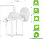LIT-PaTH Outdoor LED Wall Lantern, Exterior Wall Sconce Porch Light Fixtures, 3000K 9.5W 800 Lumen, Aluminum Housing Plus Glass, Matte White Finish, 1-Pack