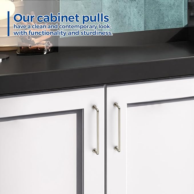 JOY DECOR Cabinet Pulls – 6-1/4 Inch Hole Center, Brushed Nickel, 20 Pack, Zinc Alloy Cabinet Handles for Drawers & Cupboard – Vintage Style Hardware for Kitchen, Bathroom, Dresser, Furniture Makeover