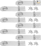 8 Pack Door Hasp Latch Lock with Screws, 5 Inch 304 Stainless Steel Hasp Latch Locks, Safety Packlock Clasp, Latch Locks for Garage, Shed, Doors