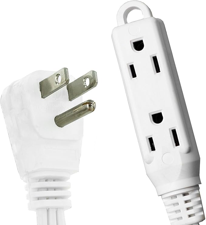 Iron Forge Cable 10 ft Flat Plug White Extension Cord with 3 Outlets - 16/3 SJTW 3 Prong Indoor Extension Cord with Multiple Outlets