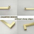 10 Pack Brushed Gold Cabinet Handles 3 3/4 Inch Hole Centers Square Cabinet Pulls Brass Plated Stainless Steel Kitchen Cabinet Handles Gold Hardware for Cabinets Drawer Pulls